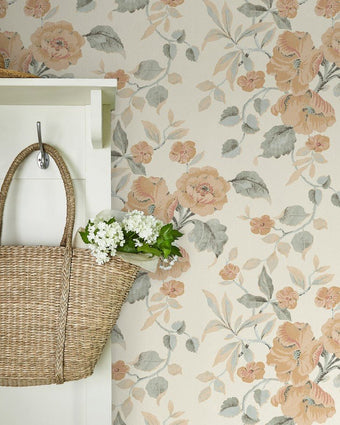 Alyworth Trail Apricot Wallpaper on a wall