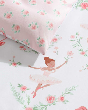 Ballerina Divas Pink Microfiber Comforter close up view of print