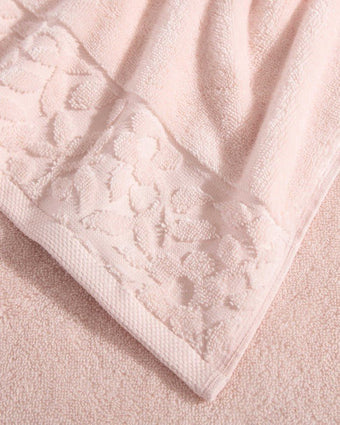 Marilyn Cotton Terry Blush Pink 6 Piece Towel Set closeup