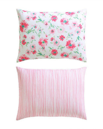 Meadow Daisies Comforter Set closeup of shams front and back.