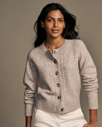 Mole Knitted Cable Button Down Cardigan - front view