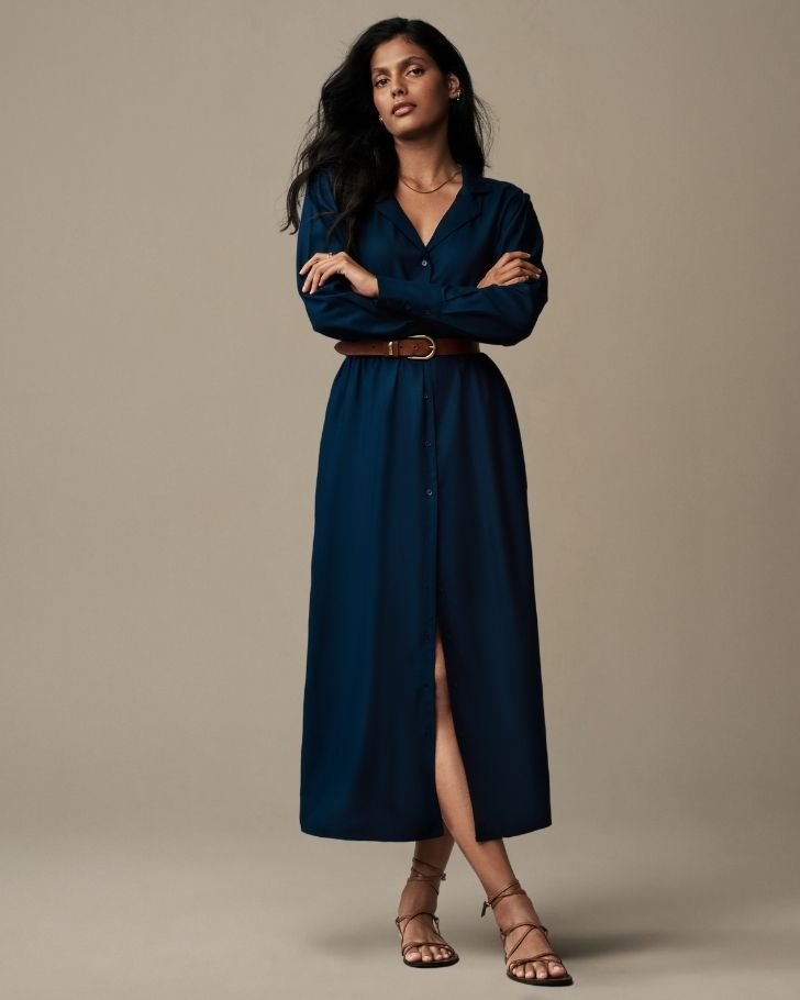 Navy Midaxi Shirt Dress