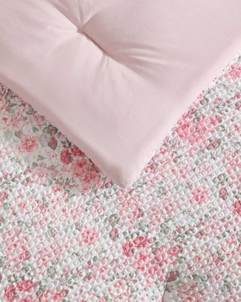 Quartet Microfiber Pink Bed Set front and back view of comforter