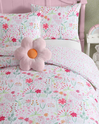 sunshine flowers comforter set over head view