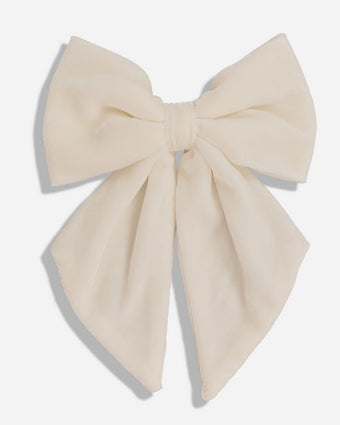 Velvet Relaxed Ivory Bow Tie flat view of bow tie