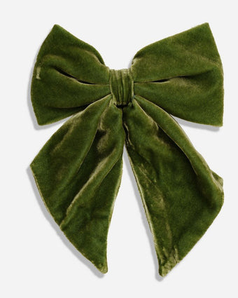 Velvet Relaxed Olive Bow Tie flat view of bow tie