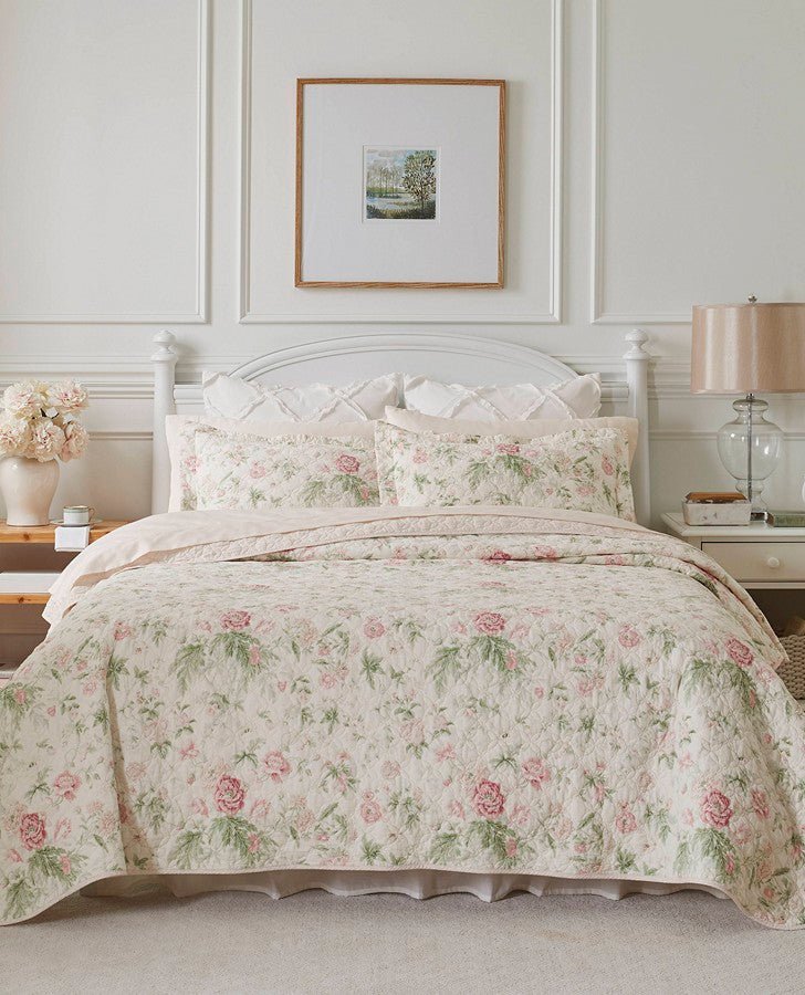Laura Ashley Bramble Floral Green 7-Piece Reversible Comforter