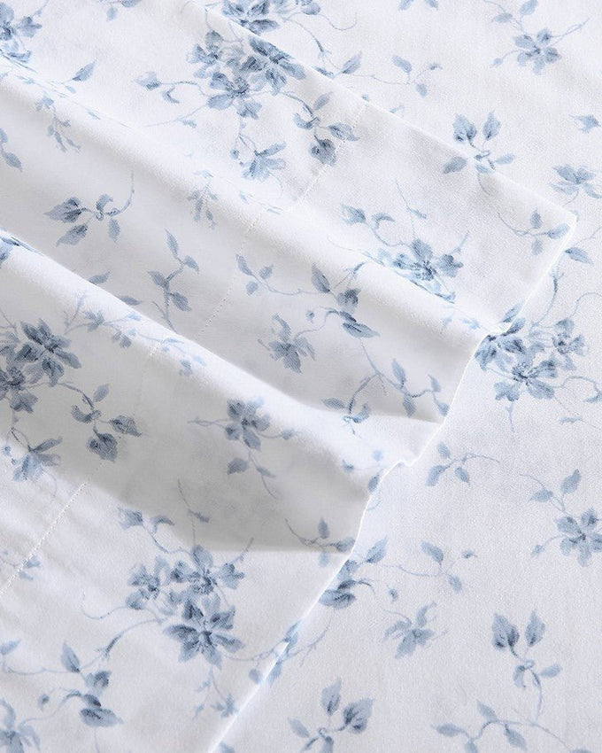 Garden Muse Blue Cotton Sateen Sheet Set