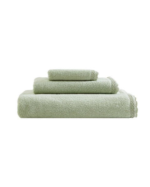 Juliette Lace Hem Green 3 Piece Towel Set