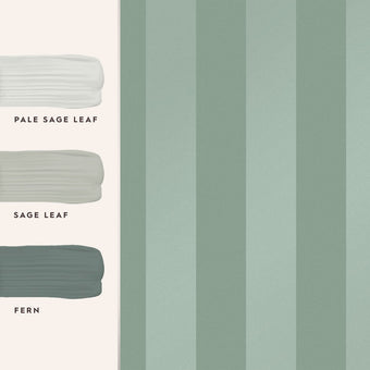 Lille Pearlescent Stripe Jade Green Wallpaper Sample -  View of coordinating paint colors