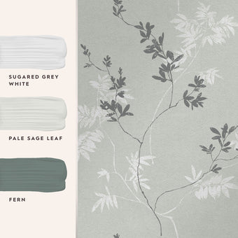 Mari Mineral Green Wallpaper - View of coordinating paint colors