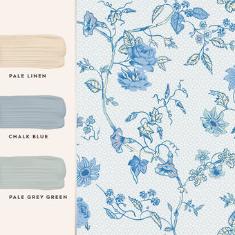 Rambling Rector Sky Blue Wallpaper - View of coordinating paint colors