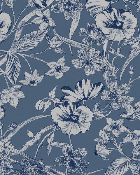 Brewster Home Fashions Heidi Watercolor Florals Blue Wallpaper |  DecoratorsBest