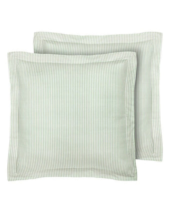 Ticking Stripe Green European Sham Pair - Laura Ashley